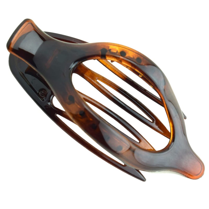 Parcelona French Wide Beak Celluloid Tortoise Shell Girls Side Slide-in Barrette Clip Strong Hold No Slip Grip Claw Hair Clip Clamp Clutcher Fashion Durable and Styling, Made in France (Shell) - Image 1